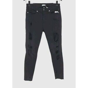 Good American Women Size 12/31 Good Legs Raw Edge Black Distressed Skinny  201A